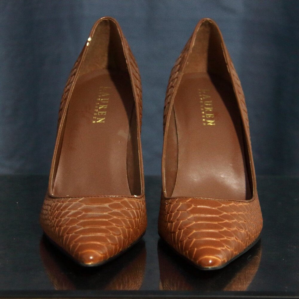 LAUREN Ralph Lauren Brown Snake Skin High Heels 8.5